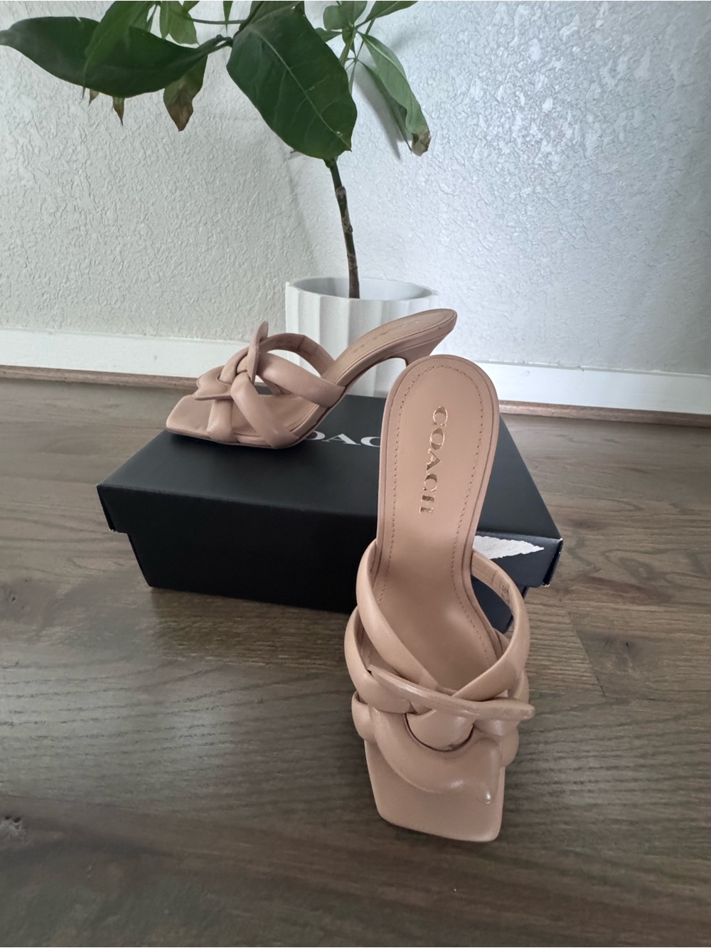 Coach Nude Knotted Slide Sandals